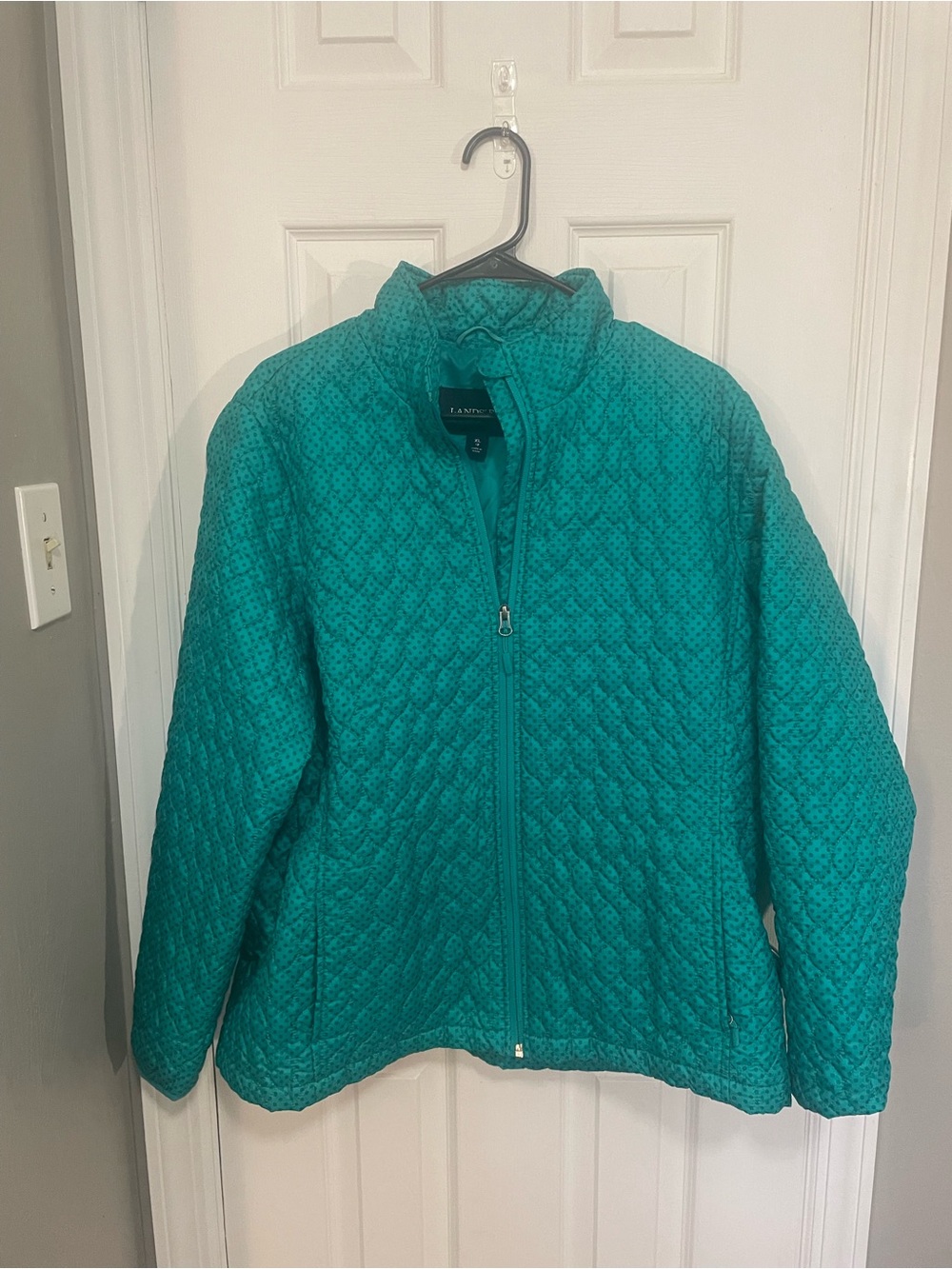 Lands' End Women's Teal Quilted Puffer Jacket